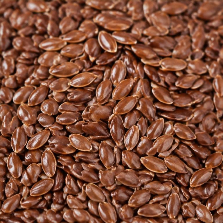 Representative dry brown flaxseeds, an oilseed